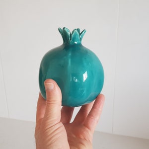 Ceramic vase, Small turquoise vase, Bud vase Home decor vase Home decor pomegranate Pomegranate decor Gift for her Flower vase Gift under 50 image 7