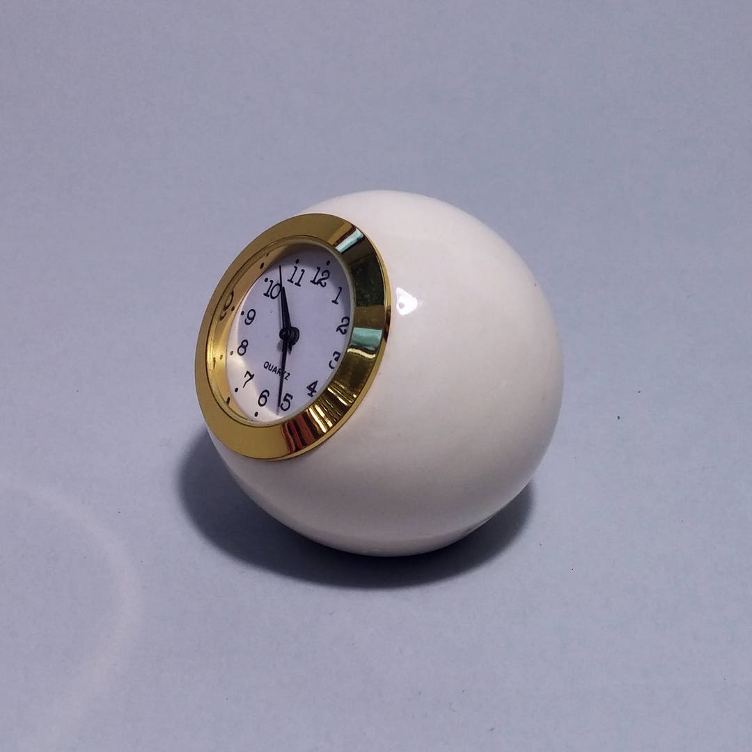 Retro Ball Clock: Handmade White Ceramic Desk Decor - Etsy