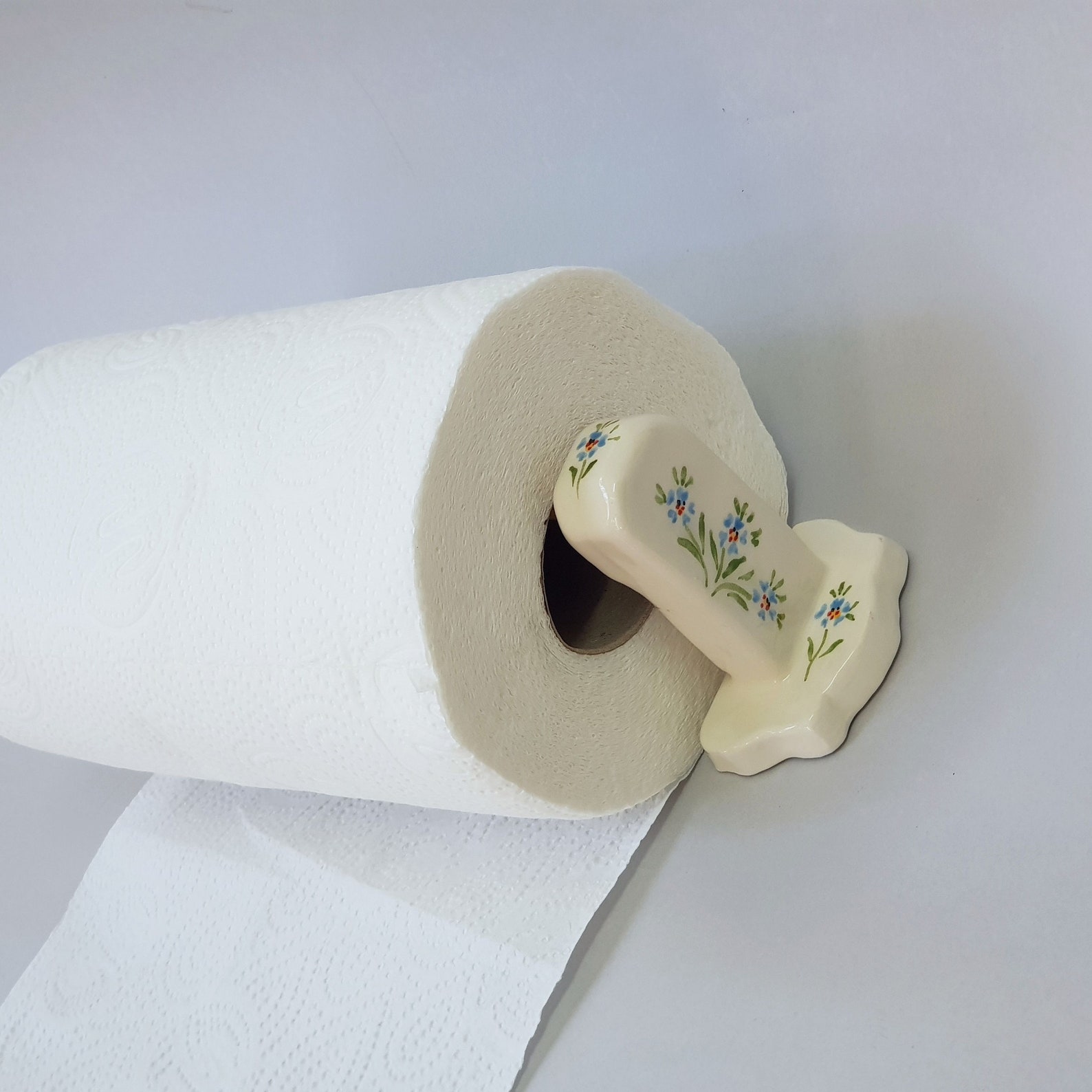 Wall Mount Ceramic Paper Towel Holder Floral Light Blue - Etsy