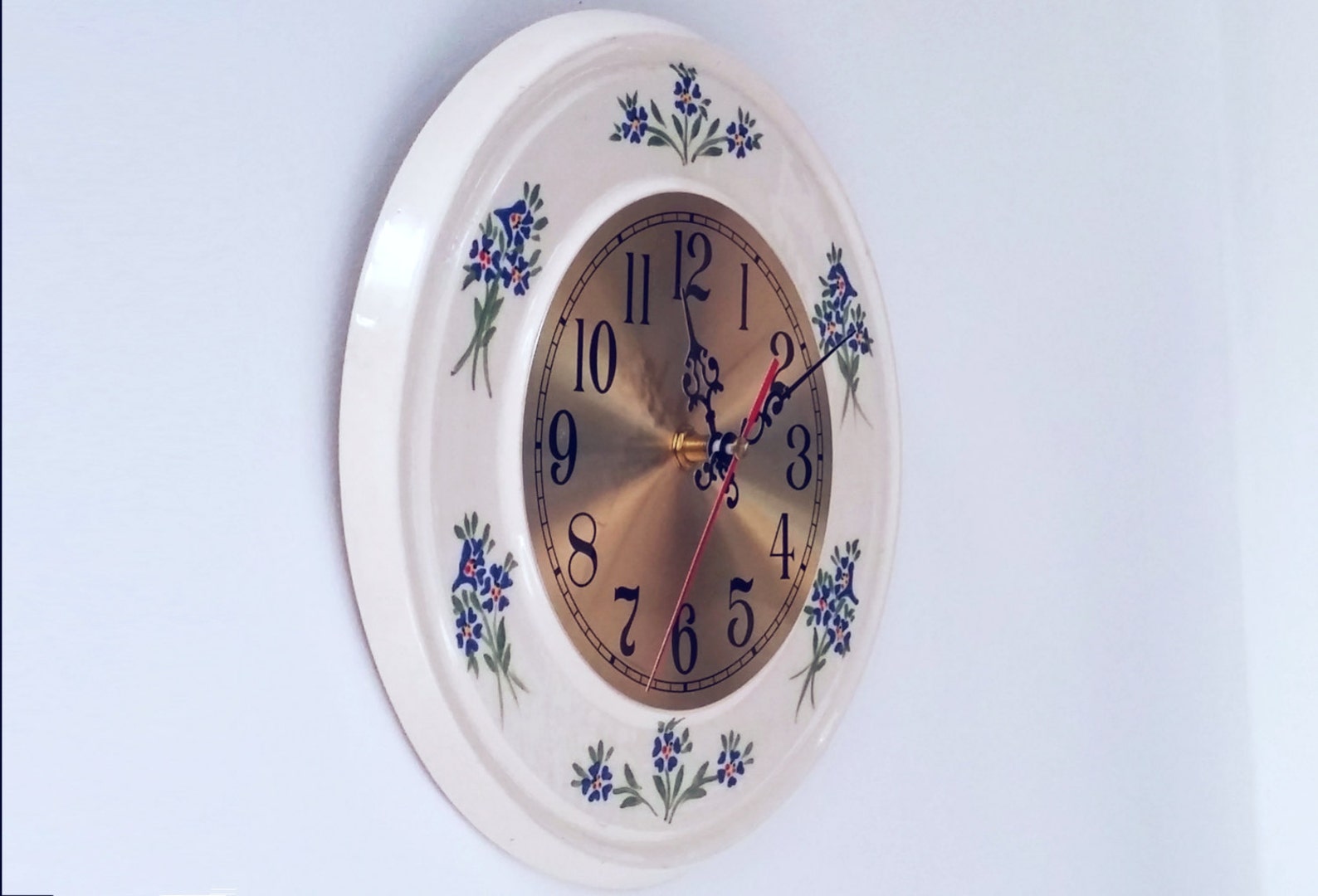 White ceramic wall clock ceramic wall decor handmade retro Etsy