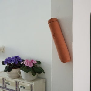 Mezuzah with scroll, Jewish wedding gift, Terracotta Ceramic Mezuzah, Large outdoor Mezuzah 15 cm. image 2