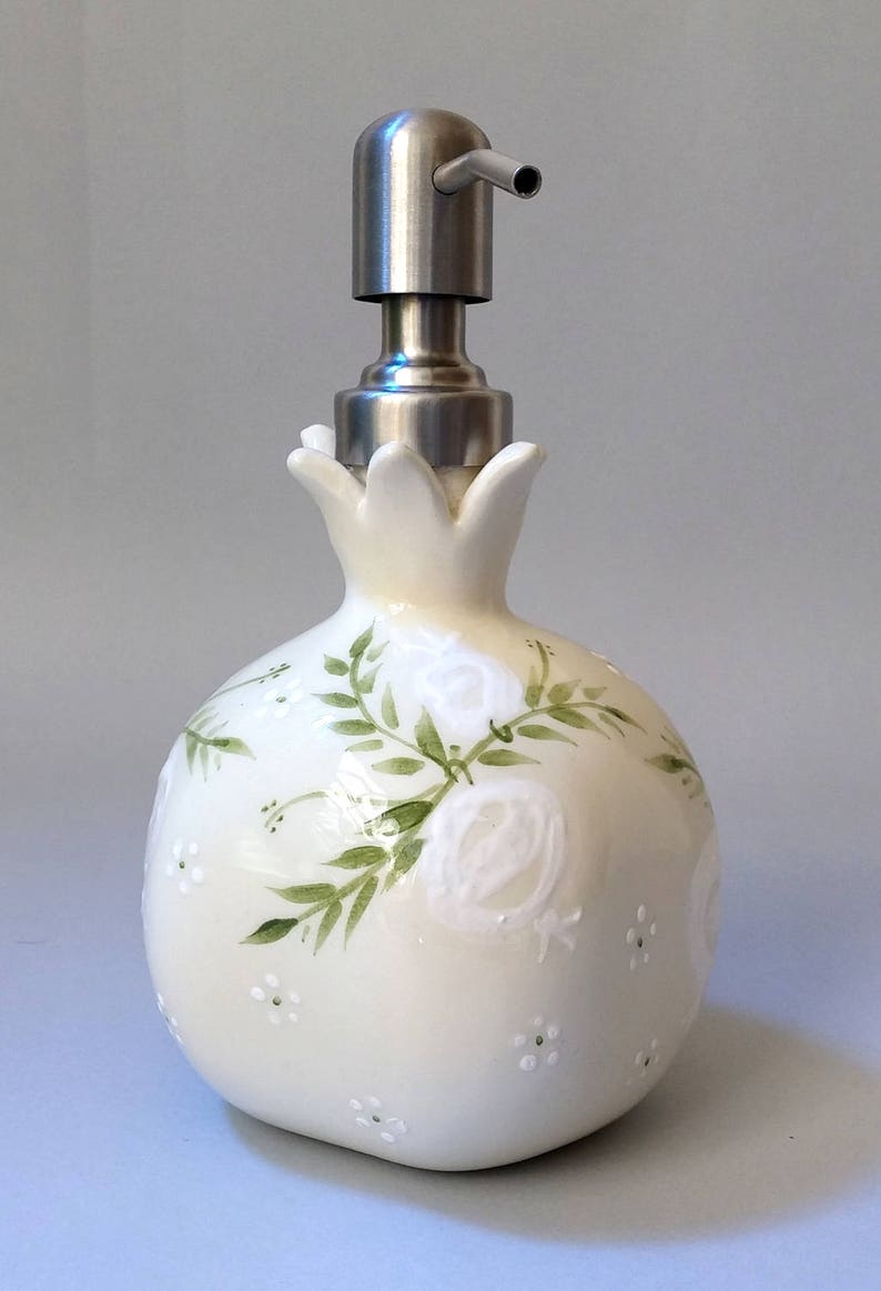 Soap dispenser White ceramic pomegranate shape Ceramic Etsy