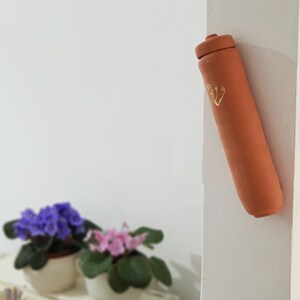 Mezuzah with scroll, Jewish wedding gift, Terracotta Ceramic Mezuzah, Large outdoor Mezuzah 15 cm. image 7