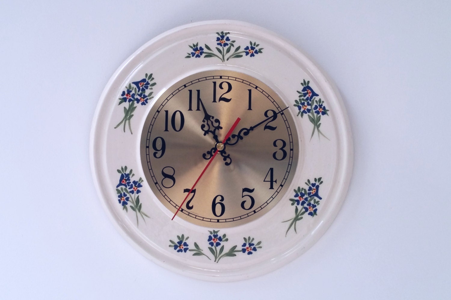 White ceramic wall clock ceramic wall decor handmade retro Etsy