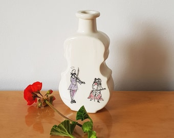 Violin Flower Vase: Ceramic Bud Vase, Gift for Musicians