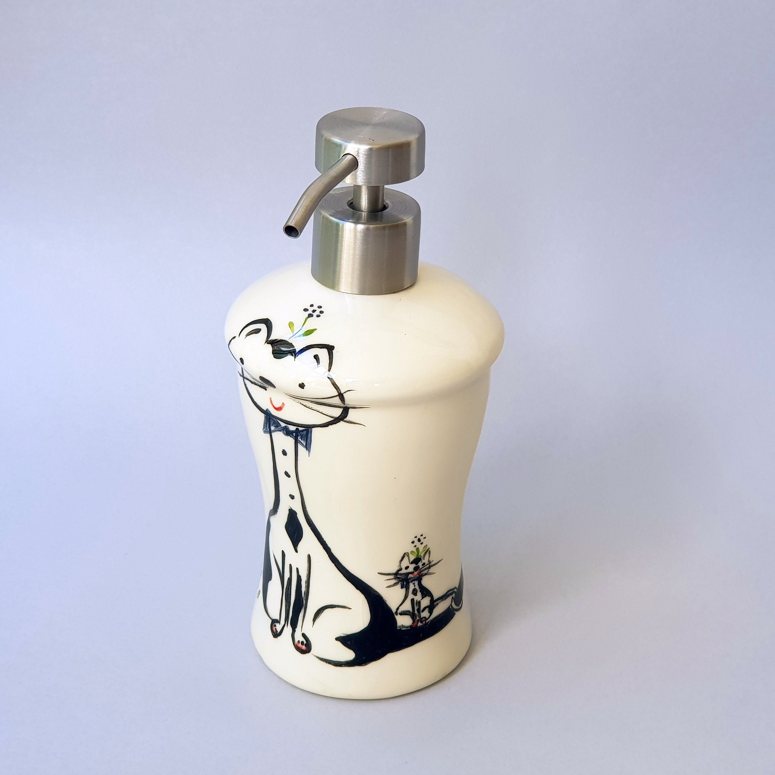 Cat soap dispenser hand soap dispenser black and white soap Etsy