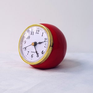Red Desk Clock, Red Desk Decor, Small Desk Clock, Ceramic Ball Clock ...