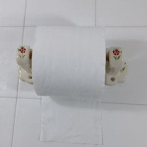 Porta carta igienica, Porta carta igienica, Porta asciugamani, Accessori bagno, Arredo bagno, Ceramica bianca, stile floreale retrò vintage
