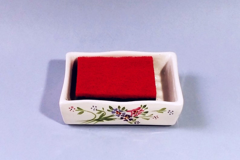 White Ceramic Sponge Dish Soap Dish Sponge Rest Soap Etsy