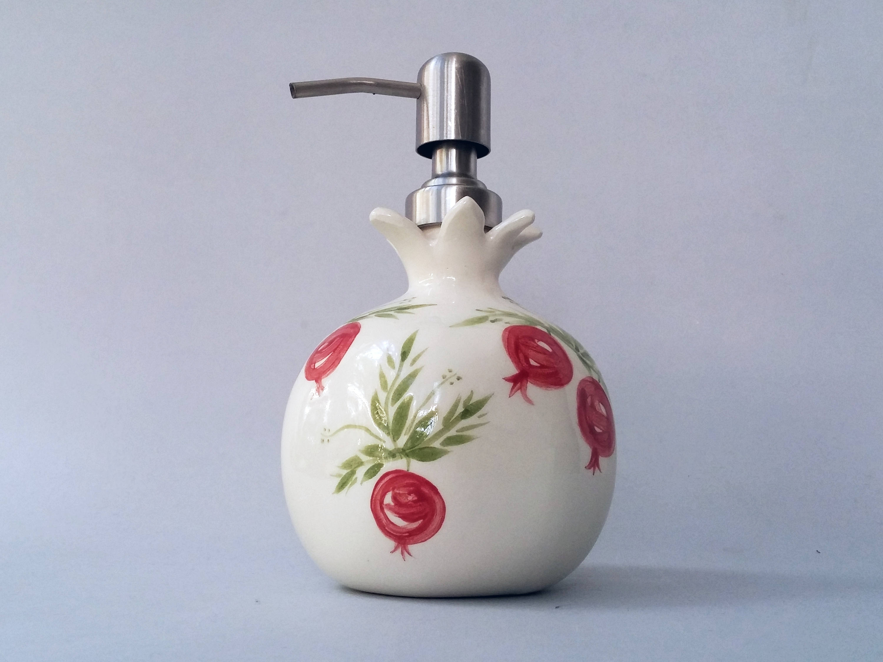 Soap dispenser White ceramic pomegranate shape Ceramic soap Etsy