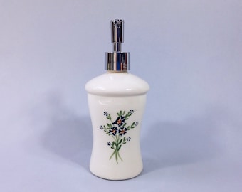 Tvålpump, vit keramisk tvålpump, lotionpump, lotiondispenser, handgjord, retro vintage-stil, present till henne, flytande tvålpump