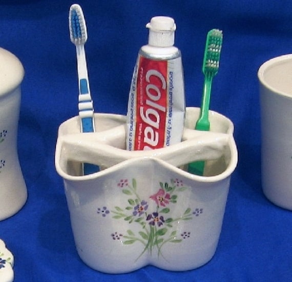 Keramik Zahnbürstenhalter In Blumenform – Hält 6 Bürsten, Silberfarben, Für Badezimmer & Schminktisch