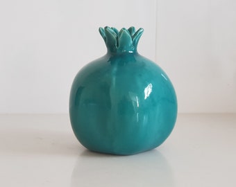 Ceramic vase, Small turquoise vase, Bud vase Home decor vase Home decor pomegranate Pomegranate decor Gift for her Flower vase Gift under 50