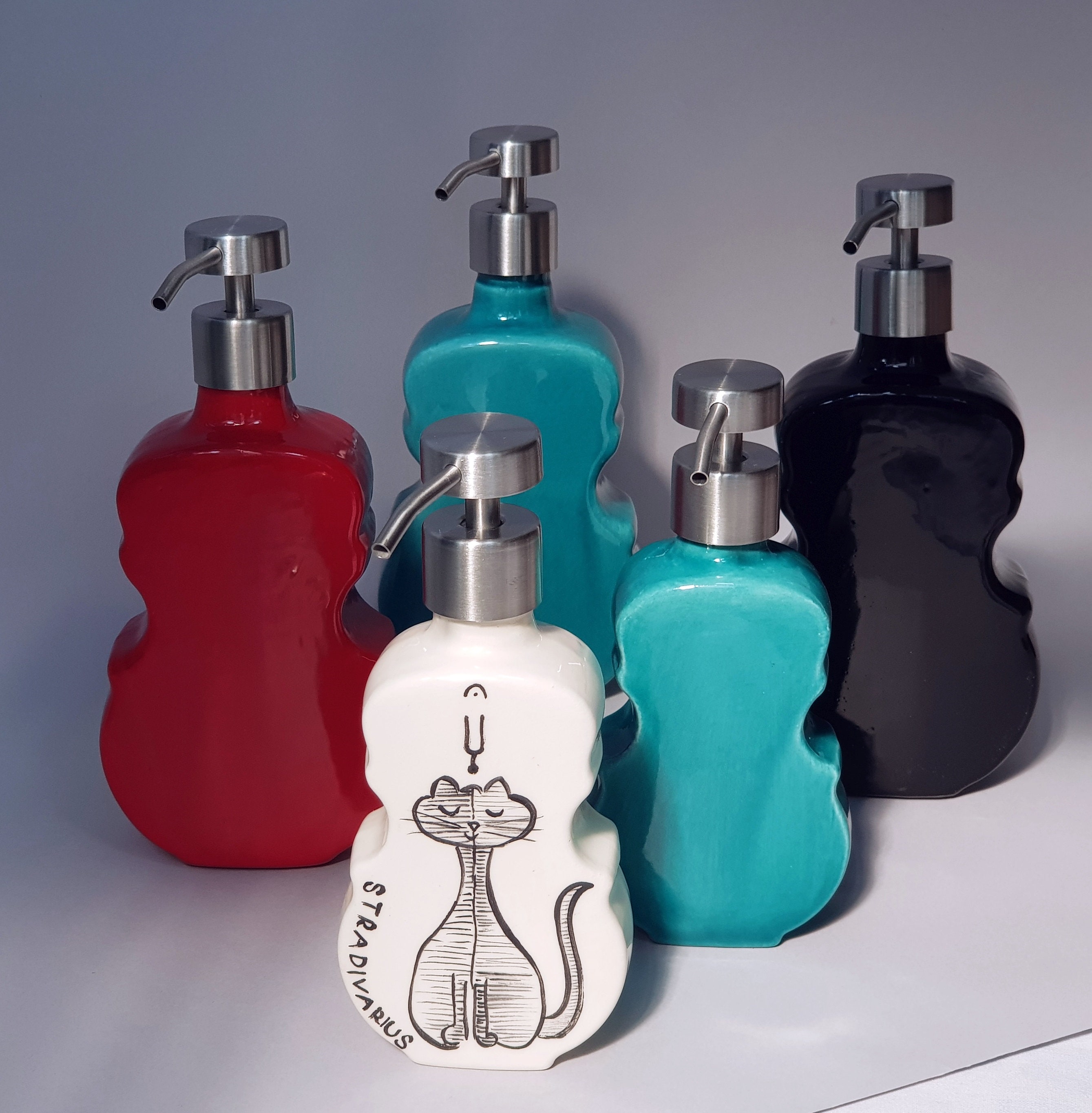 Turquoise soap dispenser hand soap dispenser violin shape Etsy