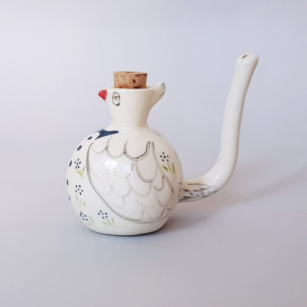 Neti Pot, Ceramic neti pot for sinus rinse, White bird neti, whimsical bird.