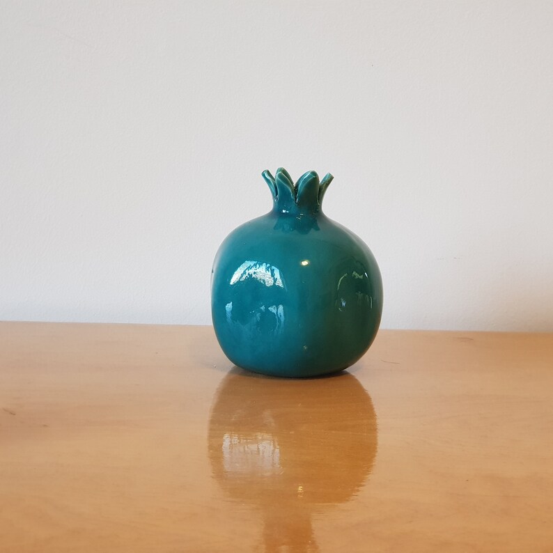 Ceramic vase, Small turquoise vase, Bud vase Home decor vase Home decor pomegranate Pomegranate decor Gift for her Flower vase Gift under 50 image 6