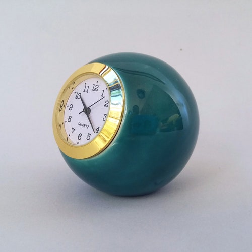 Small Desk Clock in a Ceramic Floral Ball Custom Table Clock Etsy
