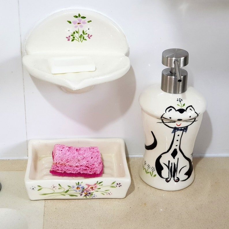 Cat Soap Dispenser Hand Soap Dispenser Black and White Soap Etsy