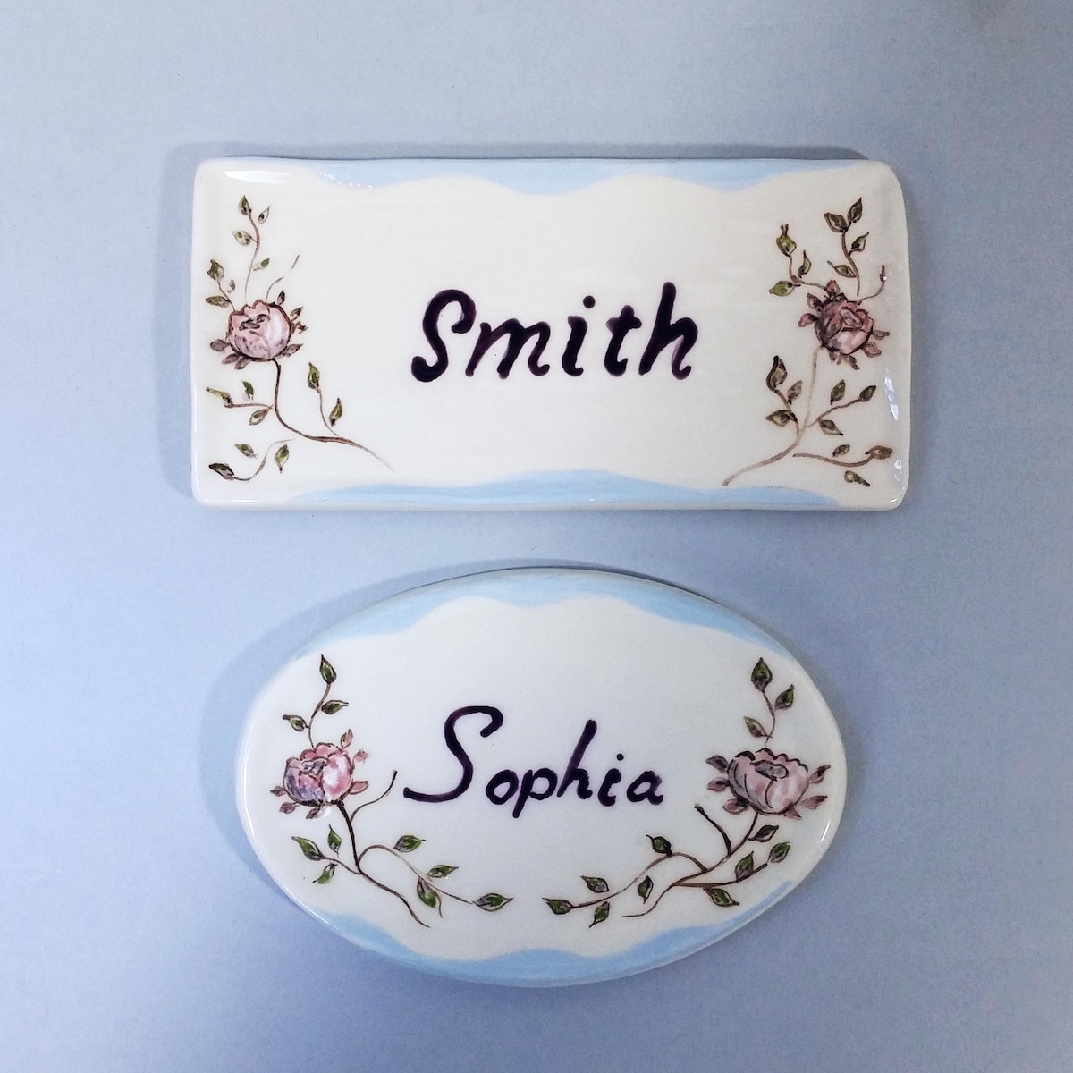 Ceramic Custom Front Door Sign, Roses Decoration - Etsy