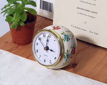 small desk clock in a ceramic floral ball, custom table clock