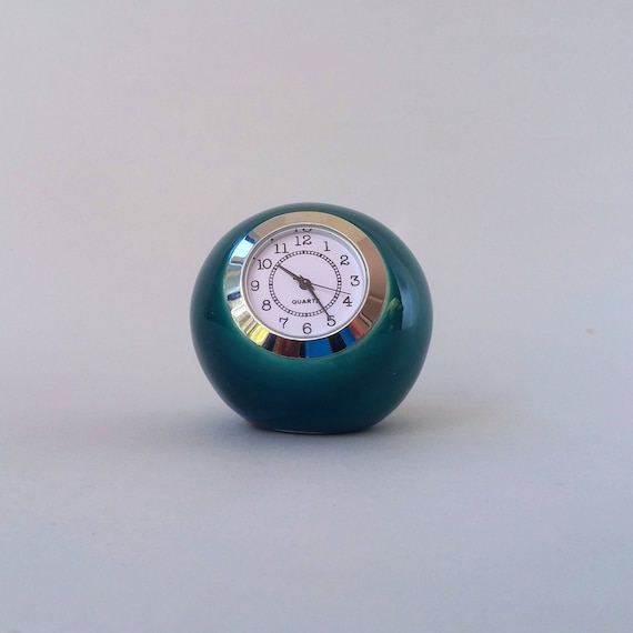 Turquoise Ceramic Ball Desk Clock: Retro Table clock and Decor