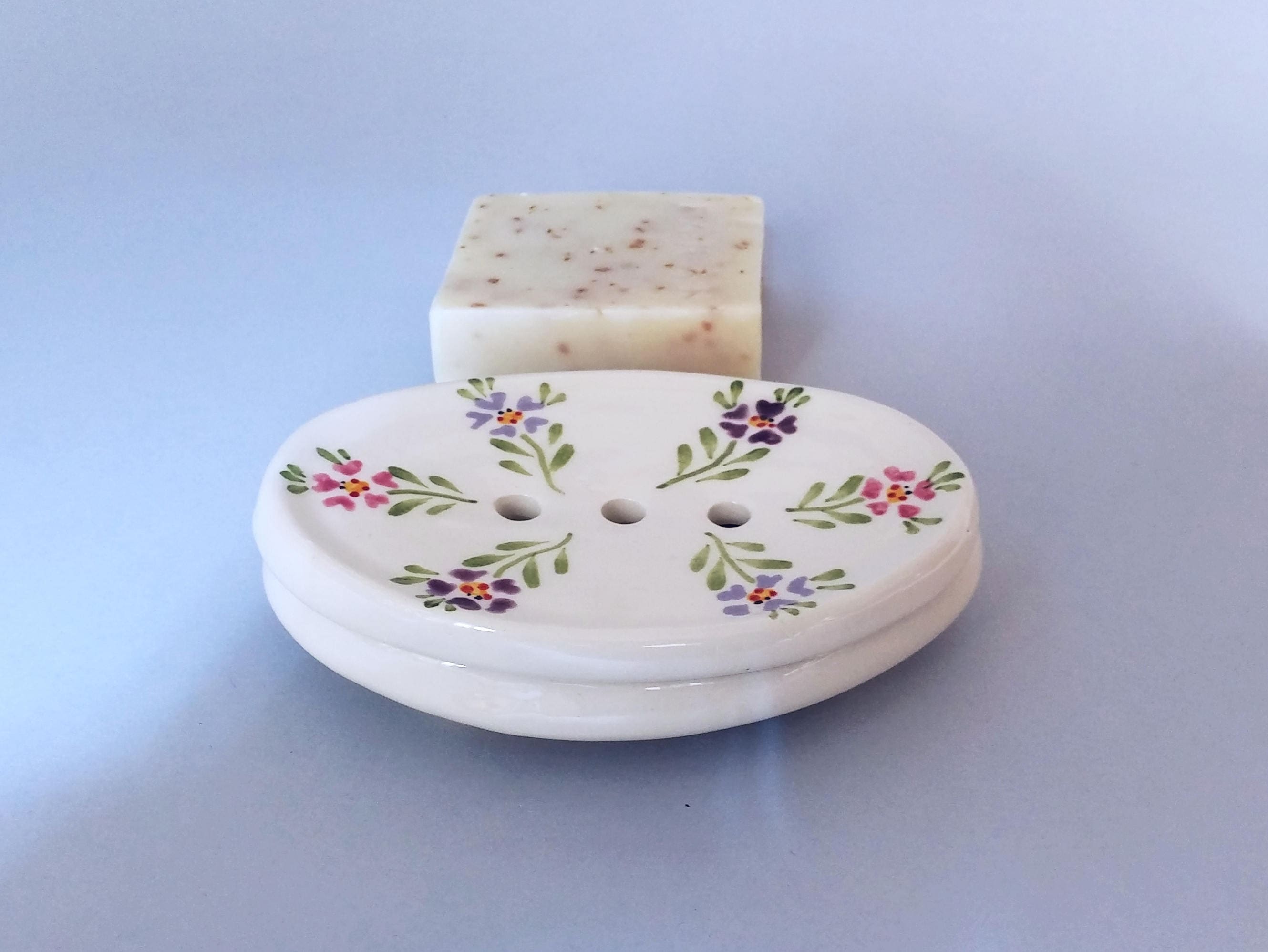 2 pieces oval white ceramic soap dish with drainage saucer Etsy
