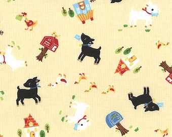 Baa Baa Black Sheep in Yellow - Kawaii Fairy Tale Nursery Rhyme - Japanese Import Fabric OOP VHTF