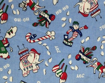 Christmas Toys in Blue - Vintage Retro MCM Xmas 50's 40's 30's Aunt Grace Christmas Fabric - Out Of Print OOP HTF Retired Collectible