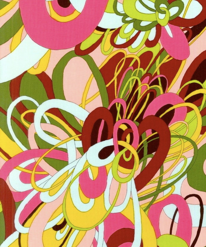 Rayon Fabric, Pucci-Inspired Fiery Hot Pink Psychedelic Rayon