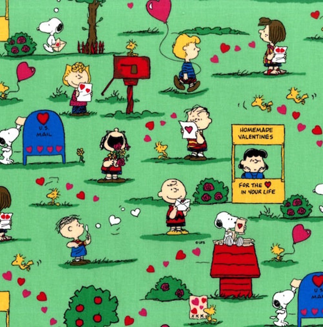 Peanuts Valentine Stoff Snoopy Valentinstag Charlie Brown in Etsy.de