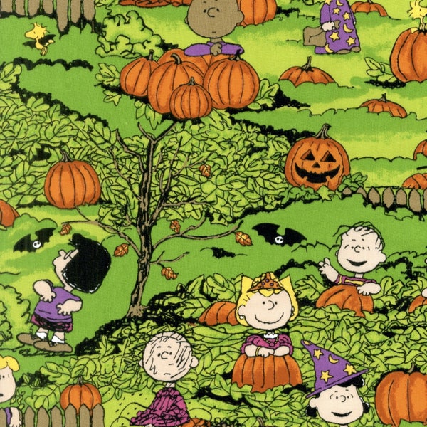 Peanuts Halloween Fabric - The Great Pumpkin Snoopy Charlie Brown Linus Lucy Sally Franklin Pigpen Patty Marcie- OOP Retired Collectible