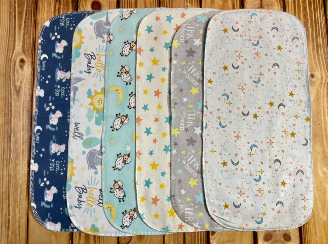 Stars and Moons Flannel Baby Burp Rags - Etsy