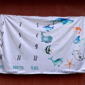 Sea Life Milestone Baby Blanket