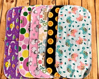 Sunflowers, Dinosaurs, Space, John Deer, Farm Animals Flannel Fabric Baby Burp Rags