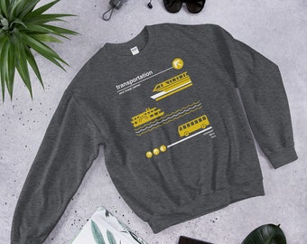 Transportation and Ticket Center Sweatshirt - Monorail, Ferry and Bus - A Retrocot Original