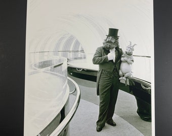 Reprint of 1982 EPCOT Center Dreamfinder and Figment in the Rainbow Corridor - Walt Disney Productions Black and White Press Photo 8x10