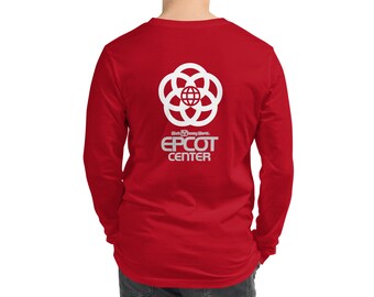 EPCOT Center Pavilion Logo Custom Printed Front and Back Long Sleeve T-Shirt A Retrocot Original