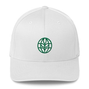 The Land Logo Hat EPCOT Center Pavilion Logo on Wool Blend Flexfit Baseball Style Hat Embroidered Logo A Retrocot Original White