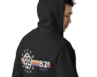 EPCOT Hoodie - EPCOT Center Zip Up Sweatshirt with Pavilion Logos and Yellow, Orange, Red, Purple Stripe Rainbow - A Retrocot Original