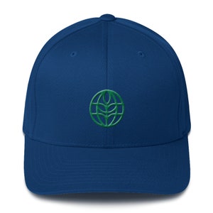 The Land Logo Hat EPCOT Center Pavilion Logo on Wool Blend Flexfit Baseball Style Hat Embroidered Logo A Retrocot Original Royal Blue
