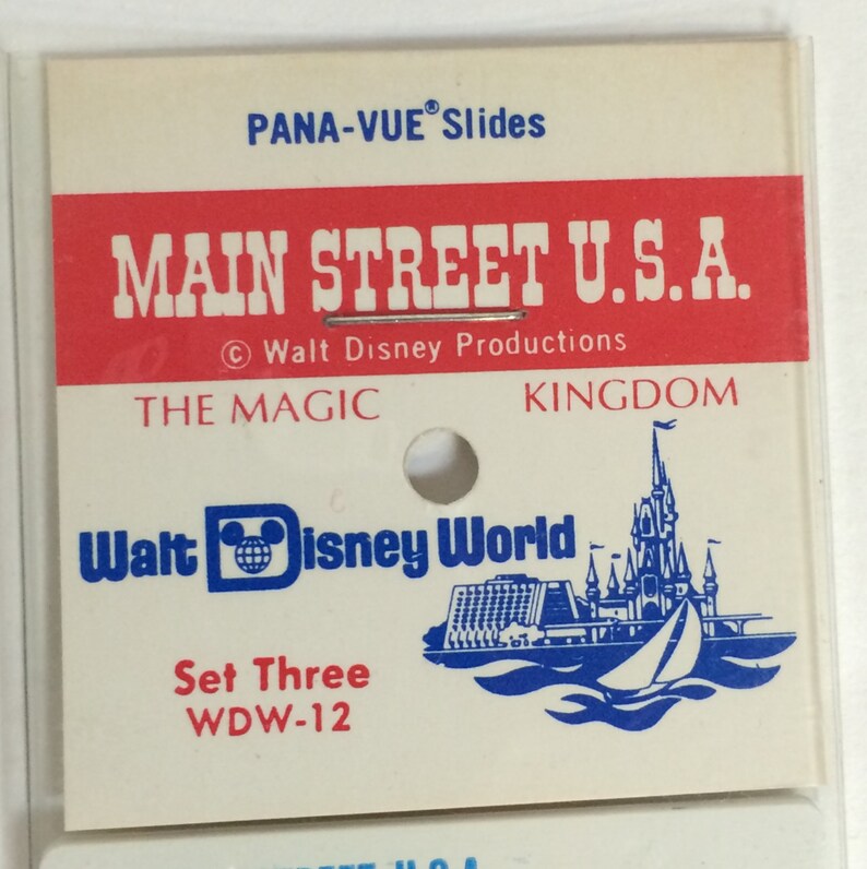 Walt Disney World Main Street U.S.A Pana-Vue Slides VintageRetro Disneyana New in Package Set of 5 Five USA