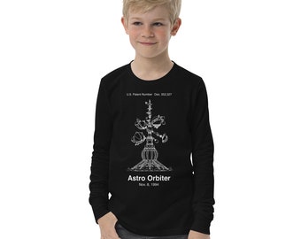 Astro Orbiter Patent Long Sleeved Youth Shirt T-Shirt Magic Kingdom, Tomorrowland, Walt Disney World and Disneyland - A Retrocot Original