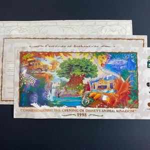 Disney&#39;s Animal Kingdom Limited Edition Opening Day Commemorative Ticket 1998 5078 of 19,980