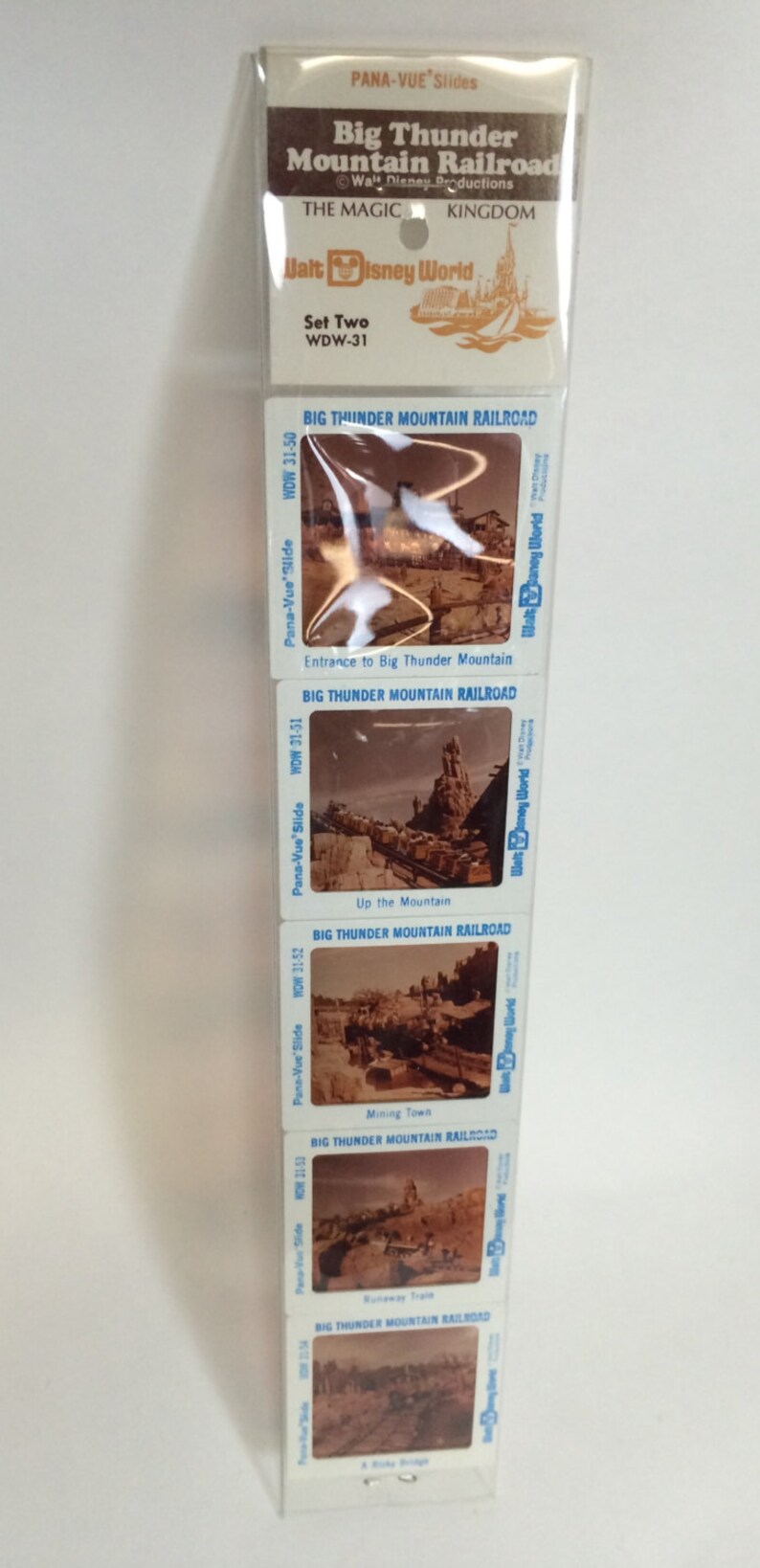 Big Thunder Railroad Pana-Vue Slides Walt Disney World Vintage Disneyana New in Package Set of 5 Five