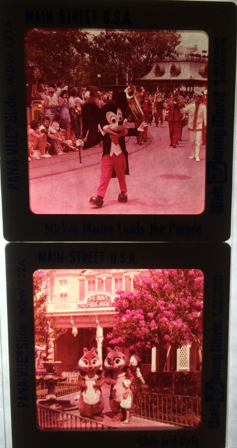 Walt Disney World Main Street U.S.A Pana-Vue Slides VintageRetro Disneyana New in Package Set of 5 Five USA