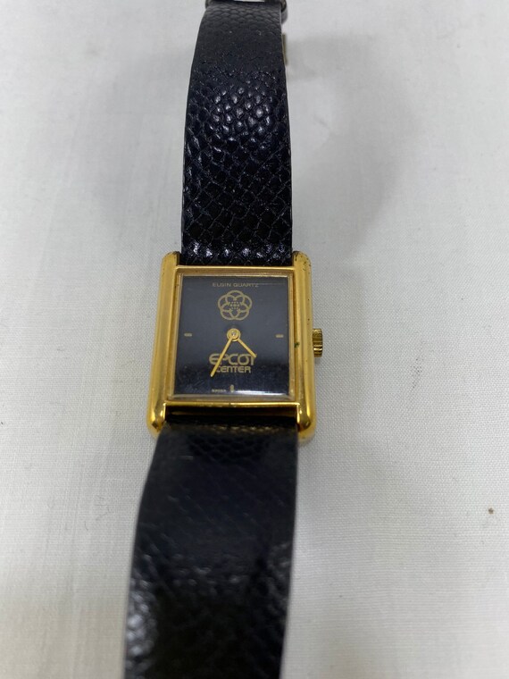 EPCOT Center Elgin Quartz Ladies Watch Black Leathe… Gem