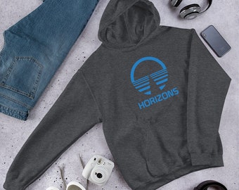 Horizons Logo in Blue Sweatshirt from EPCOT Center Attraction Pavilion Shirt - A Retrocot Original