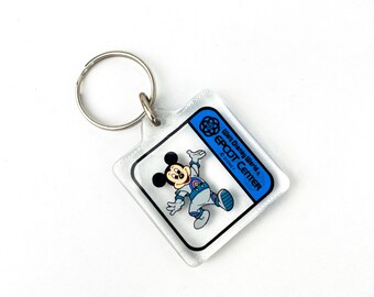 EPCOT Center Rainbow Astronaut Suit Mickey Mouse Key Chain - Made of Lucite - 1980's Future World Space Key Chain from Walt Disney World