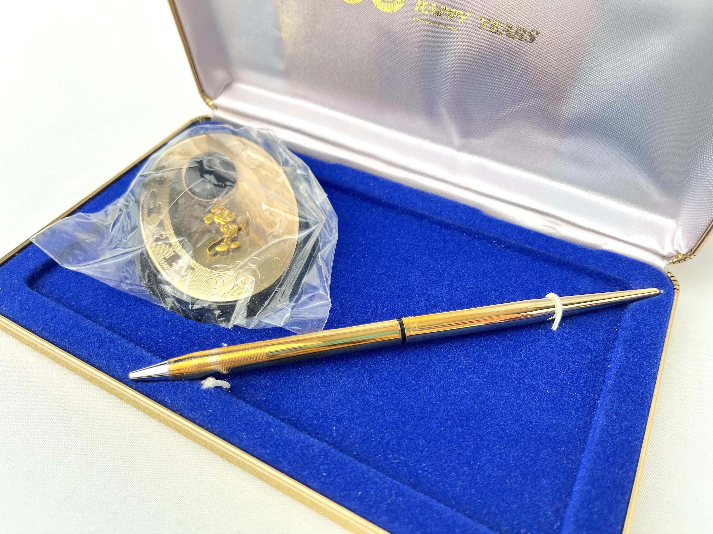 Disneyland Anson ペン Anson Gold Tone Pen W/desk Stand 50 Happy Years Anniversary