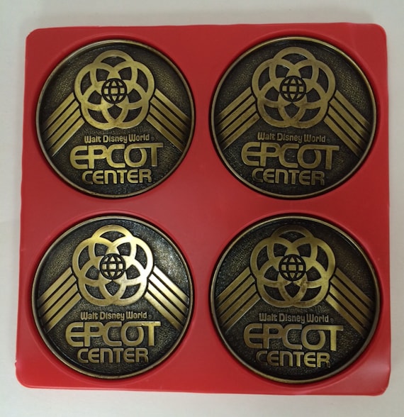 SET of 4 Retro EPCOT Center Souvenir Drink Coasters - Made of